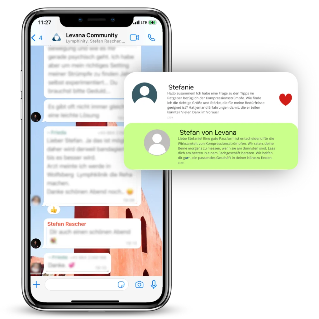 Mockup von einem Handy, auf dem ein What´s App Chat Auszug zu sehen ist.